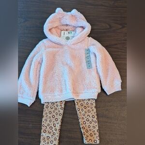 NEW Carter's 3T Fur Coat Jacket Outfit with Cheetah Animal Print Leggings